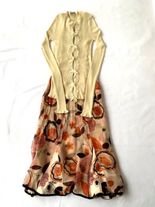 Anna Molinari Setup Women Tops Skirt Italy 38 Couture Beige Orange - Picture 1 of 22