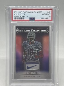 2021 Upper Deck Goodwin Champions Rookie Memorabilia Kyle Pitts Nike Logo Psa 10