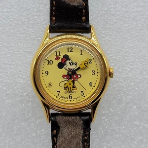 Vintage Lorus Minnie Mouse Damenuhr 25mm goldfarben neue Batterie * - Bild 1 von 14