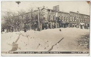 1909 Neligh, Nebraska - ECHTES FOTO Hauptstraße im Schnee - alte Postkarte - Bild 1 von 2