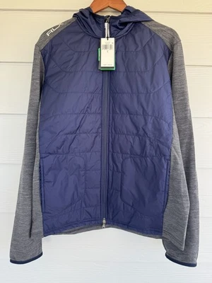 RLX Ralph Lauren Hybrid Hooded Jacket Wool Full Zip Blue Quilted US Men's Large - Image 1 of 4