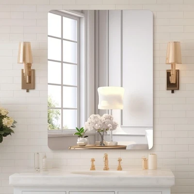 18x24 Frameless Bathroom Mirror, Rounded Corner Bathroom Vanity Mirror, Moder... - Image 1 of 4