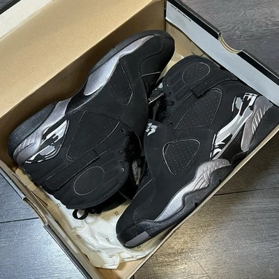 Nike Air Jordan 8 Retro 2015 Cromo Negro Gris Gamuza 305381-003 Hombres Talla 10 Foto 1 de 4