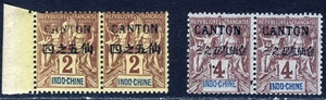 INDO-CHINESE P.O. in CHINA 1903 Tablet PAIRS Overprinted CANTON SG 18 & 19 MINT - Picture 1 of 2