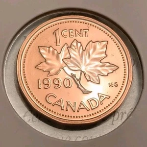 CANADA 1990 - 1 ¢ ONE CENT / BRONZE SPECIMEN UNC ULTRA HEAVY CAMEO PENNY - Bild 1 von 2