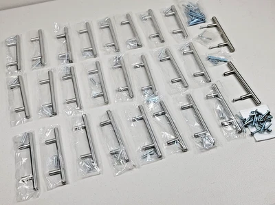 Tornillos de cajón de gabinete MidCentury de acero inoxidable 26p de colección tiradores manijas 5" sin usar Foto 1 de 4