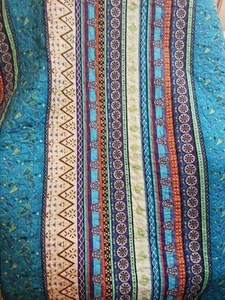 NEW! ~ BOHO SOUTHWEST BLUE TEAL AQUA ORANGE GREEN PURPLE BOHEMIAN  QUILT  - Picture 1 of 5