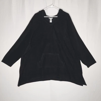 Sudadera polar con capucha Catherines para mujer 3X 26W 28W negra bolsillo elástico Foto 1 de 4