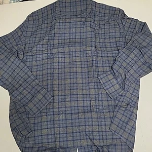 UNTUCKit Macari Men’s XXXLC Blue Gray Plaid Flannel Long Sleeve Button Up Shirt - Picture 1 of 5