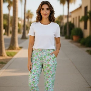 Vintage Lilly Pulitzer White Label Floral High Waisted Pants Size 12 Lined - Picture 1 of 20