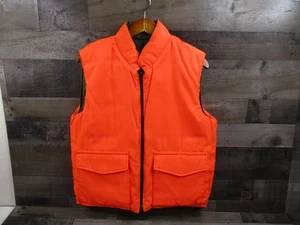 Vintage Sears Hunting Vest Mens Medium Reversible Visibility Puffer Made USA 90s - Picture 1 of 9