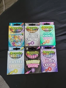 6 Crayola Special Edition Crayons Bold, Glitter, Metallic, Pastel, Uni, Kindness - Picture 1 of 1