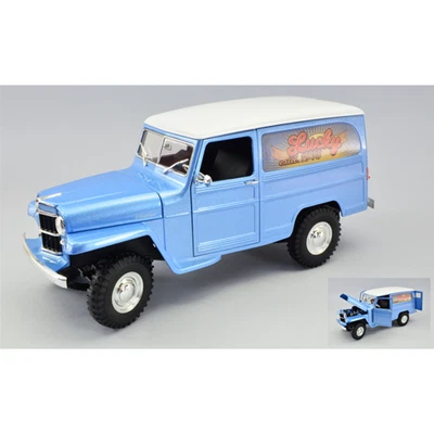 WILLYS JEEP STATION WAGON LUCKY 1978 LIGHT BLUE METALLIC WITH WHITE ROOF 1:18 Lu - Immagine 1 di 3