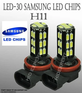 H11 Samsung LED 30 SMD Super White 6000K Fog Light Replace Halogen Bulbs D654 - Picture 1 of 7