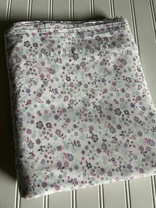 Pottery Barn Kids Floral Flat Sheet Purple Aqua Cotton Full Size Bed - Picture 1 of 4