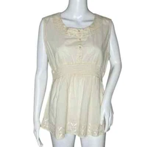 BIt & Bridle Shirt Womens Large Cream Babydoll Romantic Neutral Bohemian Peasant - Picture 1 of 7