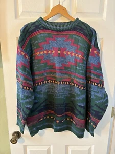 Herren Vintage Chaps Ralph Lauren HERGESTELLT IN DEN USA Abstrakt/Azteken Baumwolle Strick Pullover Größe M - Bild 1 von 6