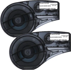 Compatible Label Tape Replacement for M21-500-595-WT-BK Black on White Vinyl ... - Picture 1 of 1