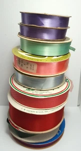 Job Lot 9 Rolls Vintage Offray, Satintone, Laurel Tye, Sasheen various colors - Picture 1 of 8