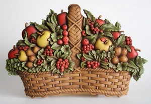 Vintage Homco 1978 Kunststoff Obstkorb Landhaus Kern Dekor #7533 Made in USA - Bild 1 von 2