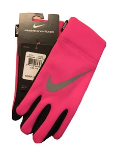 NWT NIKE Hyper Pink & Black Tech GLOVES for Touch Screen Devices Youth 7-16 - Picture 1 of 3