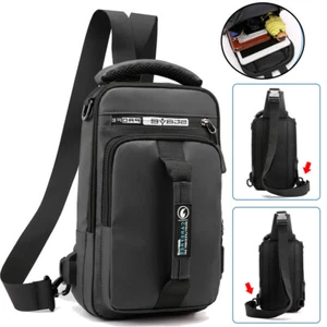 Herren Crossbody Sling Bag Schultertasche Brusttasche Rucksack Sporttasche - Bild 1 von 17