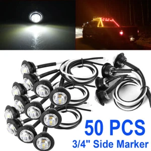 50x White 12V 3/4" Round 3LED Side Marker Clearance Light For Truck Trailer Boat - Picture 1 of 12