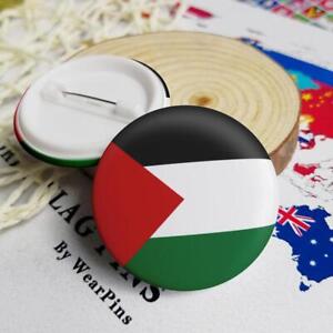 PALESTINE BADGE BUTTON PIN (Size Is 4.4cm/1.73in Diameter) PALESTINIAN FLAG FREE