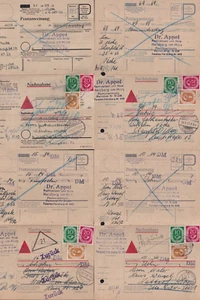 ODZ&GERMANY 4 OK-GOOD 1953 REMBOURS COD CARD 671 4pf 675 10pf 677 20p 798 - Picture 1 of 2