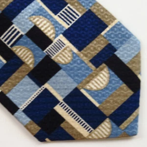 Pierre Balmain Abstract Geometric Blue Taupe Shapes Mens Neck Tie 56x4 Architect - Picture 1 of 7