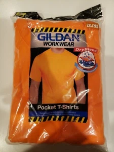 Gildan G2300ORG-XXL Adult Short Sleeve Pocket Tee Shirt Safety Orange 2XL Pac... - Picture 1 of 7