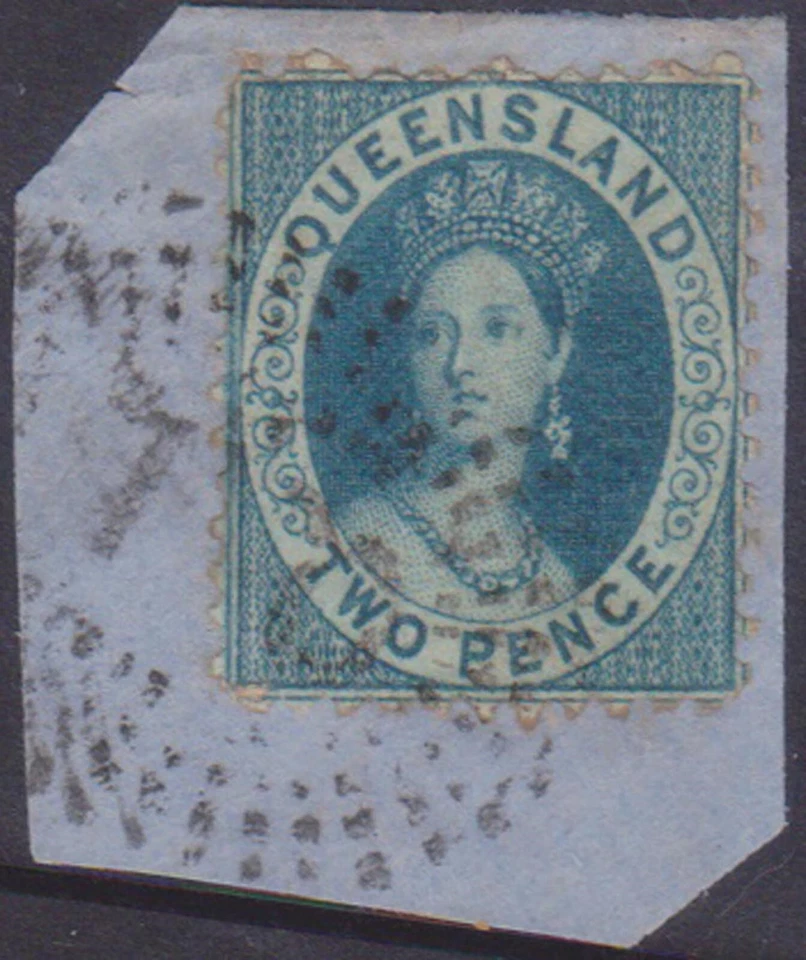 (F314-68) 1880s Austrália Queensland 2d azul QVIC na peça (BR) - Imagem 1 de 1