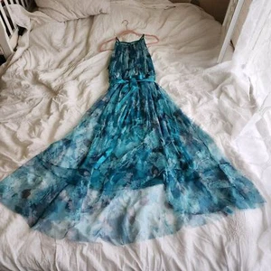 Candalite Damen blau Blumen langes Maxikleid Größe 2X - Bild 1 von 12