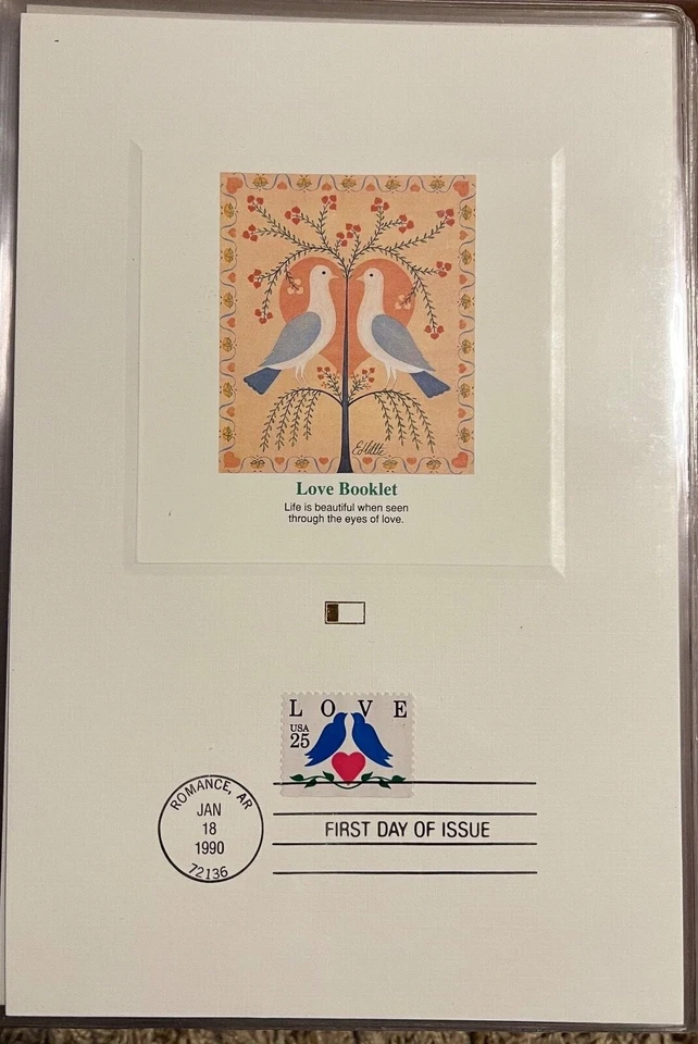 USA FDC Fleetwood Proofcard 1990 LOVE stamp (booklet) Romance AR 25-cent #2441 - Image 1 of 1