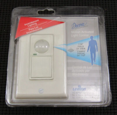 LEVITON 6780-I MOTION ACTIVATED LIGHT CONTROL SWITCH WALL MOUNTED IVORY - Image 1 of 2