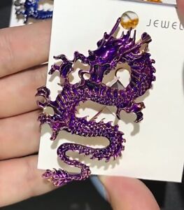 Dragon Brooches Dinosaur  Vintage Crystal Animal Jewelry Men Women Gift Pendant