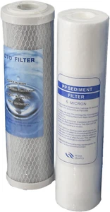 Kit Due Cartucce Filtri per KIT Di Filtrazione Acqua H2O 10" Filtro Sedimenti + - Foto 1 di 12