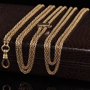 Antike viktorianische 14K Gelbgold Kabelglied Kette Halskette - 67 Zoll - Bild 1 von 5