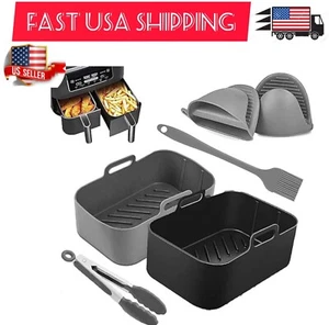 Christmas Gift - 6 Pack Air Fryer Silicone Liners for 8QT & 10QT NINJA Dual - Picture 1 of 8