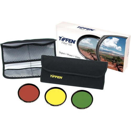New Tiffen 49mm Black & White Three Filter Kit Yellow #6, Green #13, and Red #25 - Image 1 of 4