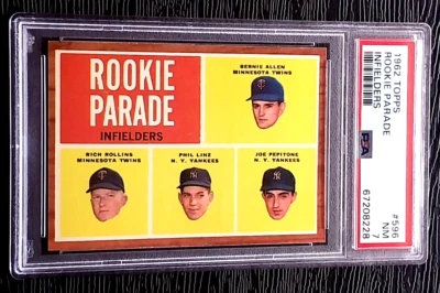 Tarjeta de béisbol 1962 Topps Joe Pepitone novato #596 **fenomenal** PSA 7 casi como nueva Foto 1 de 4