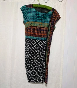 Vintage Laundry by Shelli Segal Ladies 4 Dress Front Zipper Mixed Print Sheath - Picture 1 of 5