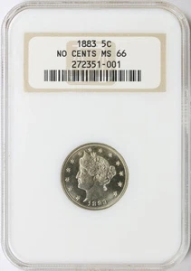 1883 5c Liberty Nickel No Cents NGC MS66 - Picture 1 of 4