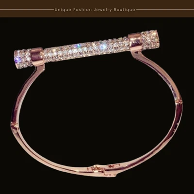 18K Rose Gold Plated made w Swarovski Crystal Bracelet Designer Inspired Jewelry - Image 1 of 4