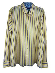 XXL georg Roth Seersucker yellow red stripe summer button-down dress shirt - Picture 1 of 4