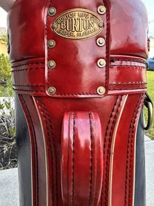 Burton Vintage Leather Golf Bag Red and Black Club Bag - Picture 1 of 5