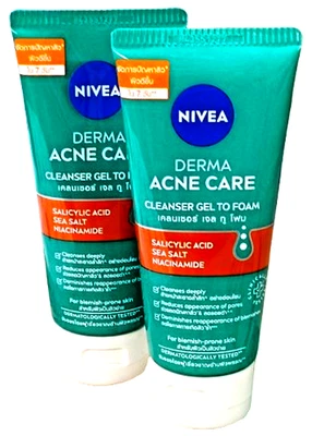 Nivea Derma Acne Care Cleanser Gel To Foam 90ml * 2 Gentle formula controls oil - Image 1 of 4