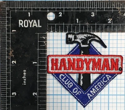 VINTAGE HANDYMAN CLUB OF AMERICA HAMMER LOGO 2 3/8" IRON ON EMBROIDERED PATCH - Image 1 of 2