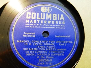 1927 Harold Dawber Handel ORGAN CONCERTO Hamilton HARTY London COLUMBIA 68256-D - Picture 1 of 1