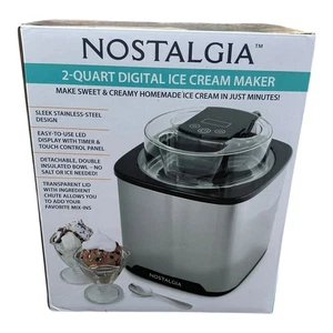 Nostalgia 2-Quart Digital Ice Cream Maker Stainless Steel LED Display NIB - Picture 1 of 3